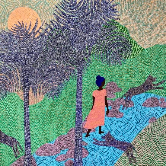 L'échappée, 70x70cm.Vendu
